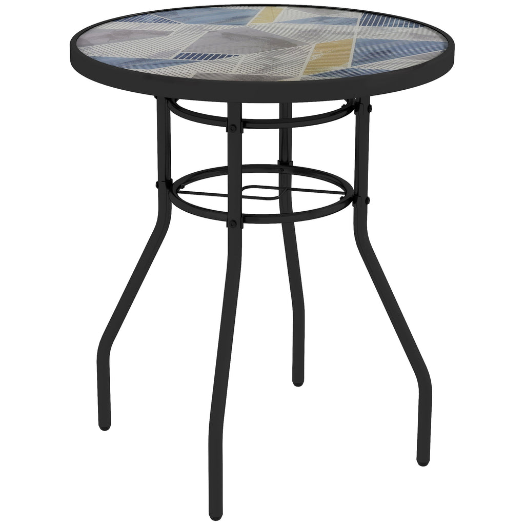 DodiOnline ?60 Garden Table, with Glass Printed Tabletop - Multicolour