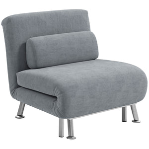 DodiOnline Single Velvet-Feel Sleeper Chair - Grey