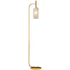 DodiOnline Floor Lamp for Living Room with Glass Lampshade, Modern Standing Lamp with Foot Switch for Bedroom, Bulb not Included, Gold Tone