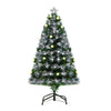 DodiOnline 4ft White Light Artificial Christmas Tree w/ 130 LEDs Star Topper Tri-Base Full Bodied Seasonal Decoration Pre-Lit Home