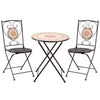 DodiOnline 3 Piece Mosaic Bistro Set, 2 Folding Chairs & 1 Round Table Outdoor Furniture for Outdoor, Balcony, Poolside, Yellow