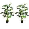 DodiOnline 100cm/3.3FT Artificial Monstera Tree Decorative Cheese Plant 21 Leaves with Nursery Pot, Fake Tropical Palm Tree for Indoor Outdoor Décor, Set of 2