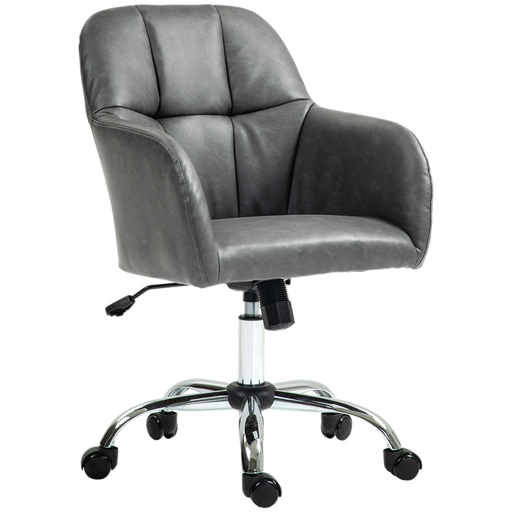 DodiOnline Faux Leather Tub Office Chair, with Wheels - Grey