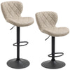 DodiOnline Bar Stools, Set of 2 Breakfast Bar Chairs, Swivel Barstools with Backrest and Footrest, Steel Frame Diamond Pattern PU, for Kitchen Counter, Dining Room, Light Khaki