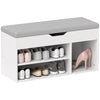 DodiOnline Shoes Cabinet Bench Hidden Storage Padded Seat Organiser Footwear Rack Hallway Cream White