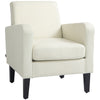 DodiOnline Modern Accent Chair, Occasional Chair with Rubber Wood Legs for Living Room, Bedroom, Cream White