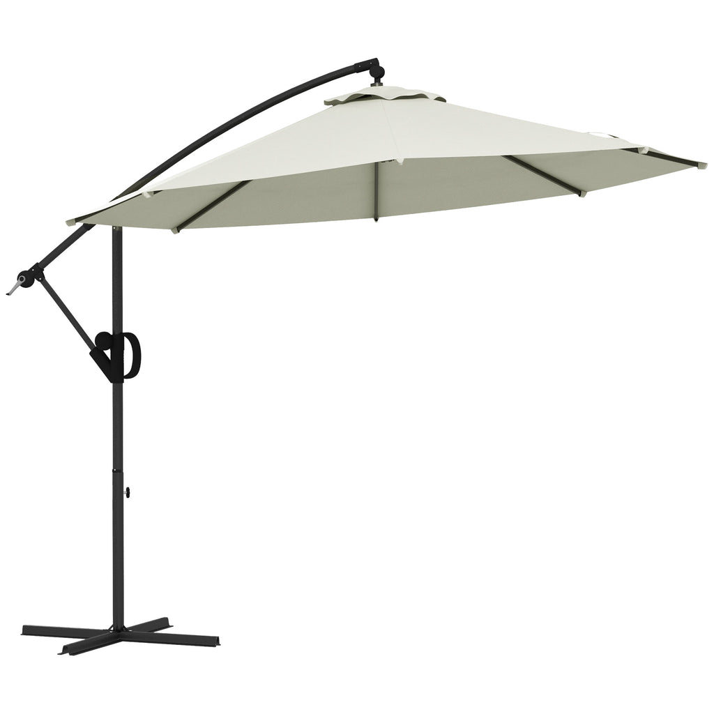 DodiOnline 3(m) Offset Cantilever Parasol Umbrella, with Cross Base - Cream