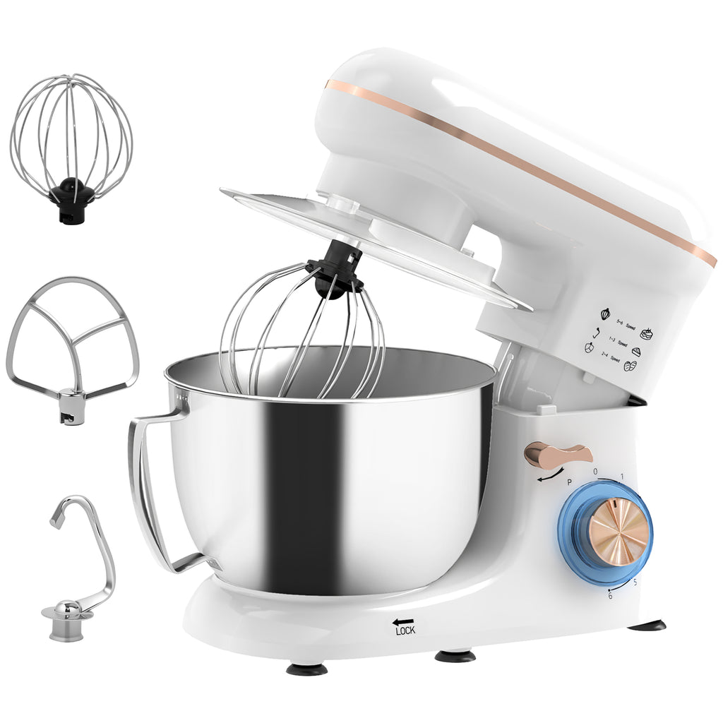 DodiOnline 1300W Kitchen Stand Mixer, with Accessories - White