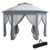 DodiOnline 3 x 4m Metal Frame Hexagon Gazebo, with Curtains - Grey