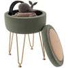 DodiOnline 5L Velvet-Feel Storage Ottoman - Green