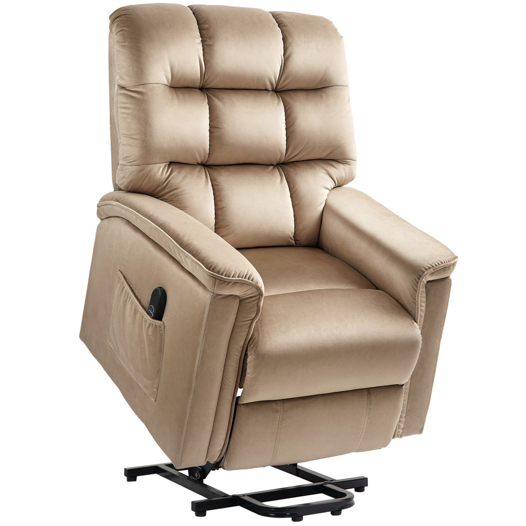 DodiOnline Velvet-Feel Electric Lift Recliner Chair - Brown