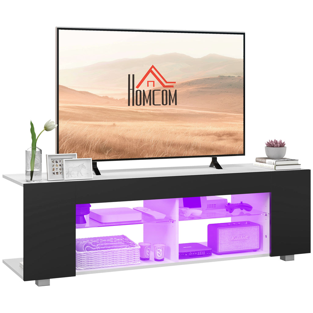 DodiOnline Multi-Shelf TV Cabinet, with Adjustable LED Lights - Black