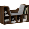 DodiOnline Bookcase Storage Shelf with Cushioned Reading Seat, Cube Bookshelf Organizer for Bedroom Living Room, Chestnut