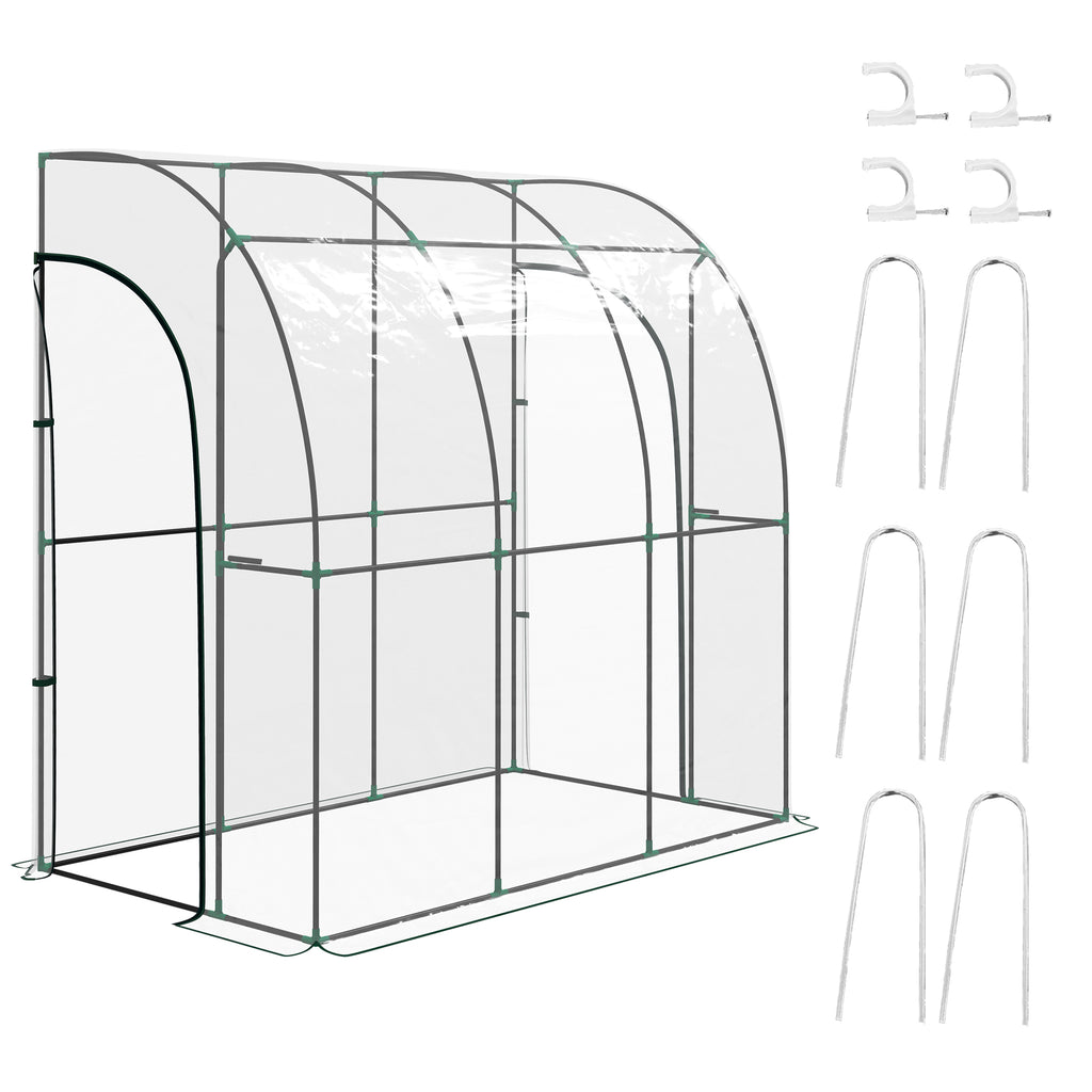 DodiOnline 214cm x 118cm Walk-In Lean To Greenhouse, with Accessories