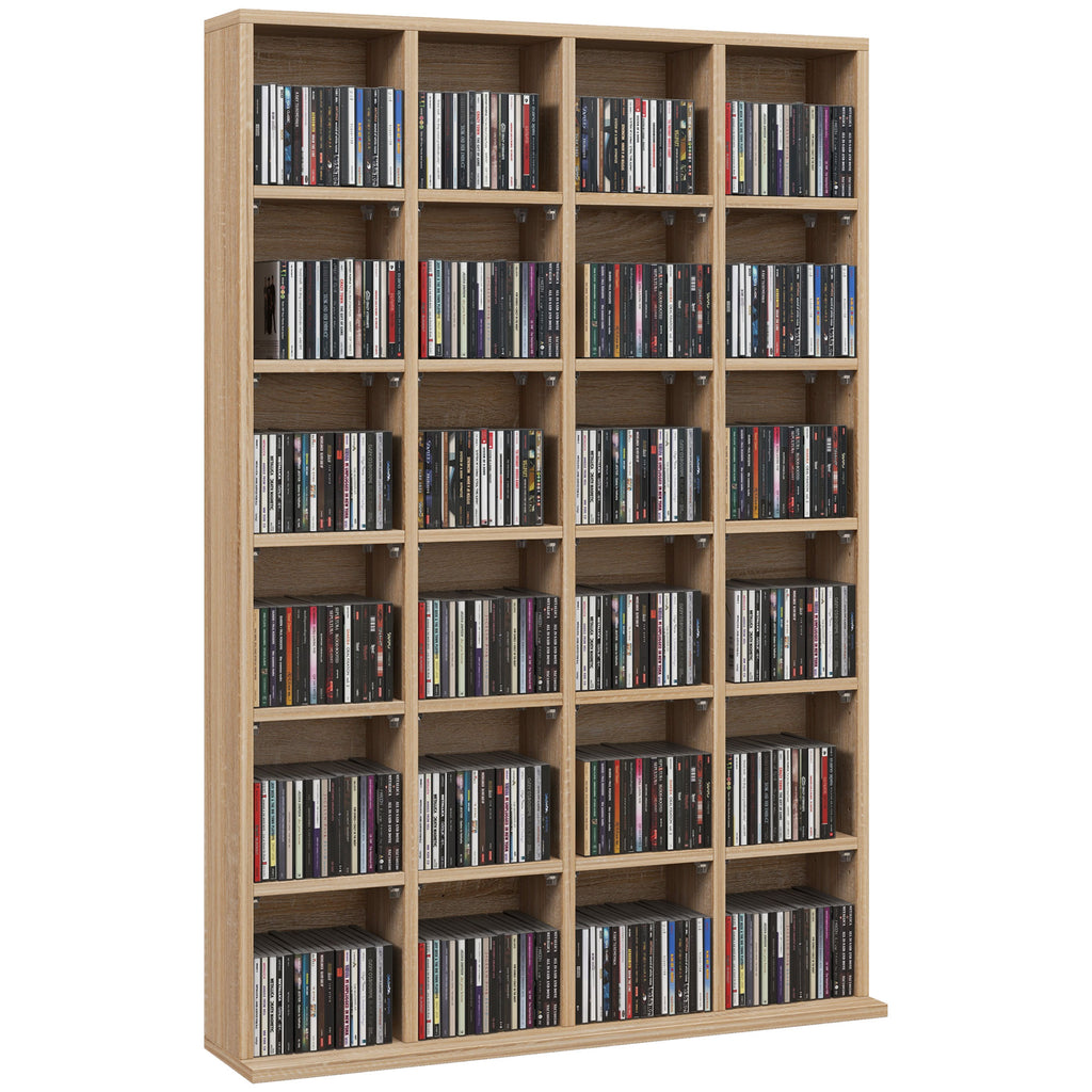 DodiOnline CD Storage Unit with Adjustable Shelves, 89 x 130.5 cm, Nature Wood Finish