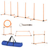 PawHut Dog Agility Equipment Pet Training Set with Adjustable Height Jump Ring Hurdle Whistle Weave Poles Square Pause Box Carry Bag