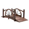 DodiOnline 1.5M Wooden Garden Bridge Decorative Arc Footbridge with Safety Guardrail Outdoor Lawn Pond Bridge Walkway Stained Wood