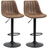 DodiOnline Bar Stools Set of 2, Swivel Counter Height Barstools with Back, Adjustable Bar Chairs, Breakfast Dining Stools for Kitchen Island Counter with Adjustable Steel Footrest & Base, Brown