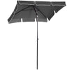 DodiOnline Garden Parasol Umbrella, Outdoor Market Table Umbrella with Ruffles & Aluminium Pole, Rectangular Tilting Parasol Sun Shade Canopy, 2 x 1.3m, Grey