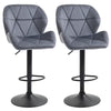 DodiOnline Adjustable Bar Stools Set of 2, Armless Upholstered Swivel Counter Chairs, Barstools with Back, Footrest, Dark Grey