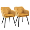 DodiOnline Dining Chairs Set of 2 Modern Upholstered Fabric Velvet-Touch Leisure Chairs with Backrest and Armrests, Lounge Reception Chairs for Home Office Kitchen Counter, Yellow