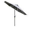 DodiOnline 2.7m Garden Parasol Sun Umbrella w/ LED Solar Light Angled Canopy Grey