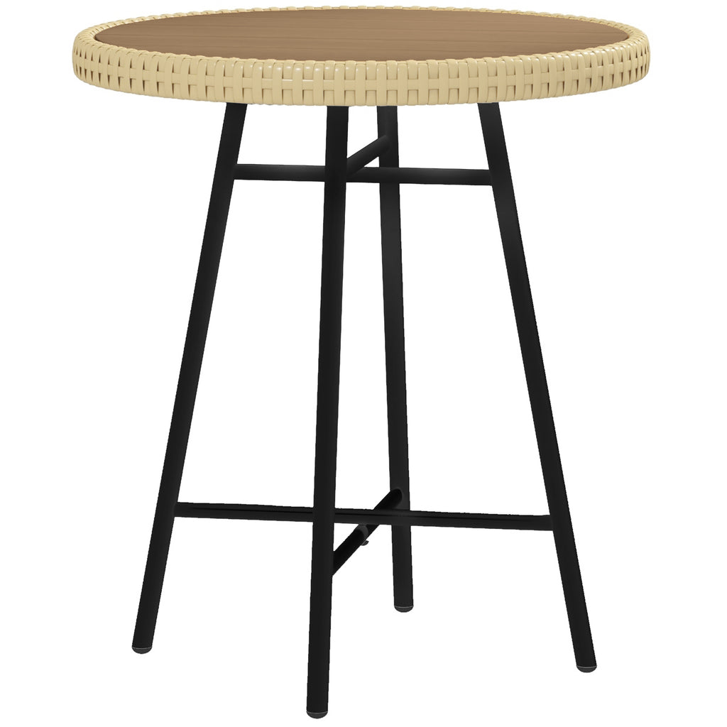DodiOnline Rattan Border Outdoor Side Table - Natural Wood Finish