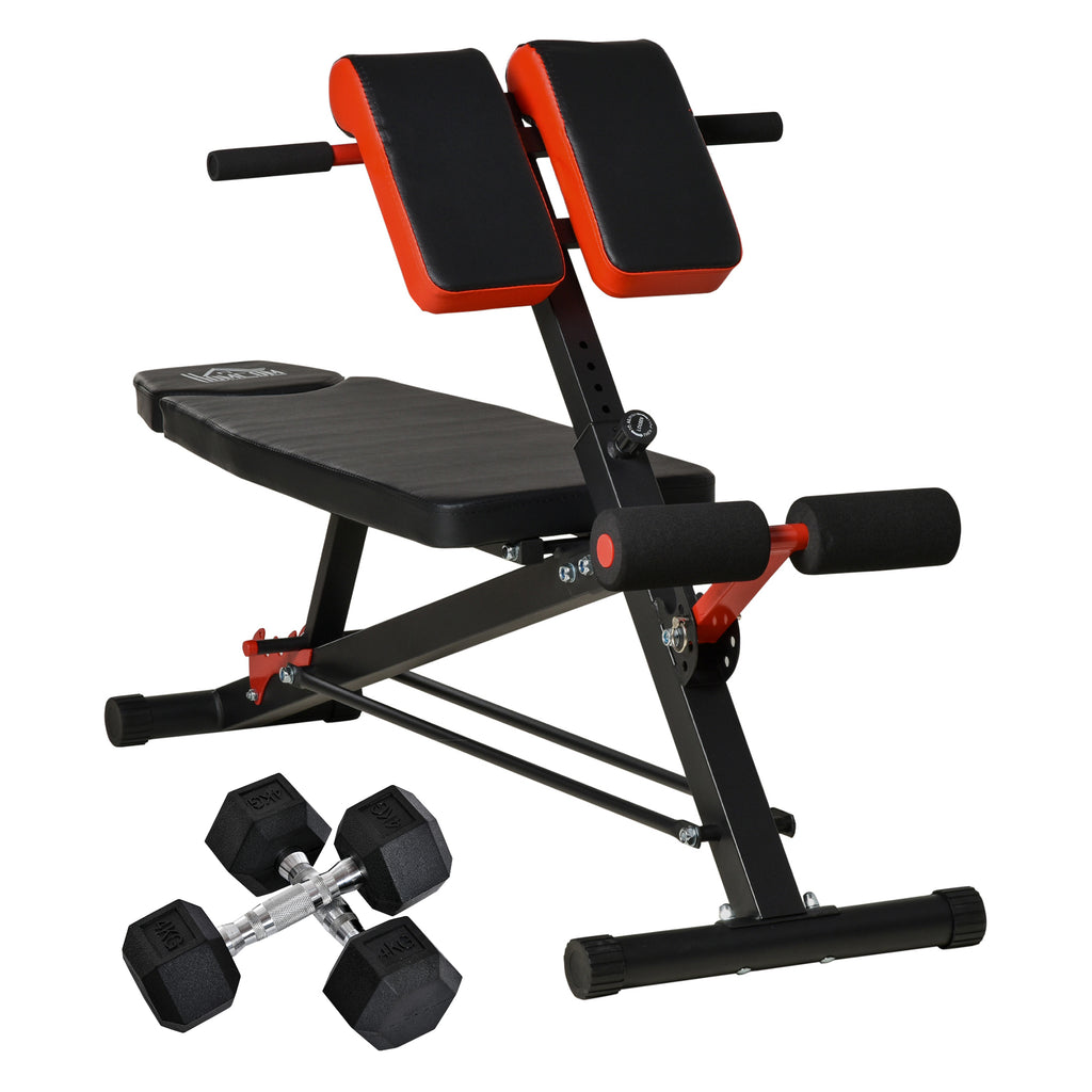 DodiOnline Multifunction Weight Bench with 2 Dumbbells, 7-Level Adjustable Hyper Extension Sit-up Bench