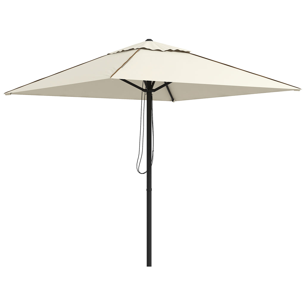 DodiOnline 215cm Square Canopy Parasol, with Contrast Piping - Beige/Brown