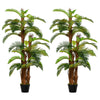 DodiOnline Set of 2 Artificial Plant Tropical Palm in Pot, Fake Plants for Home Indoor Outdoor Decor, 150cm, Green