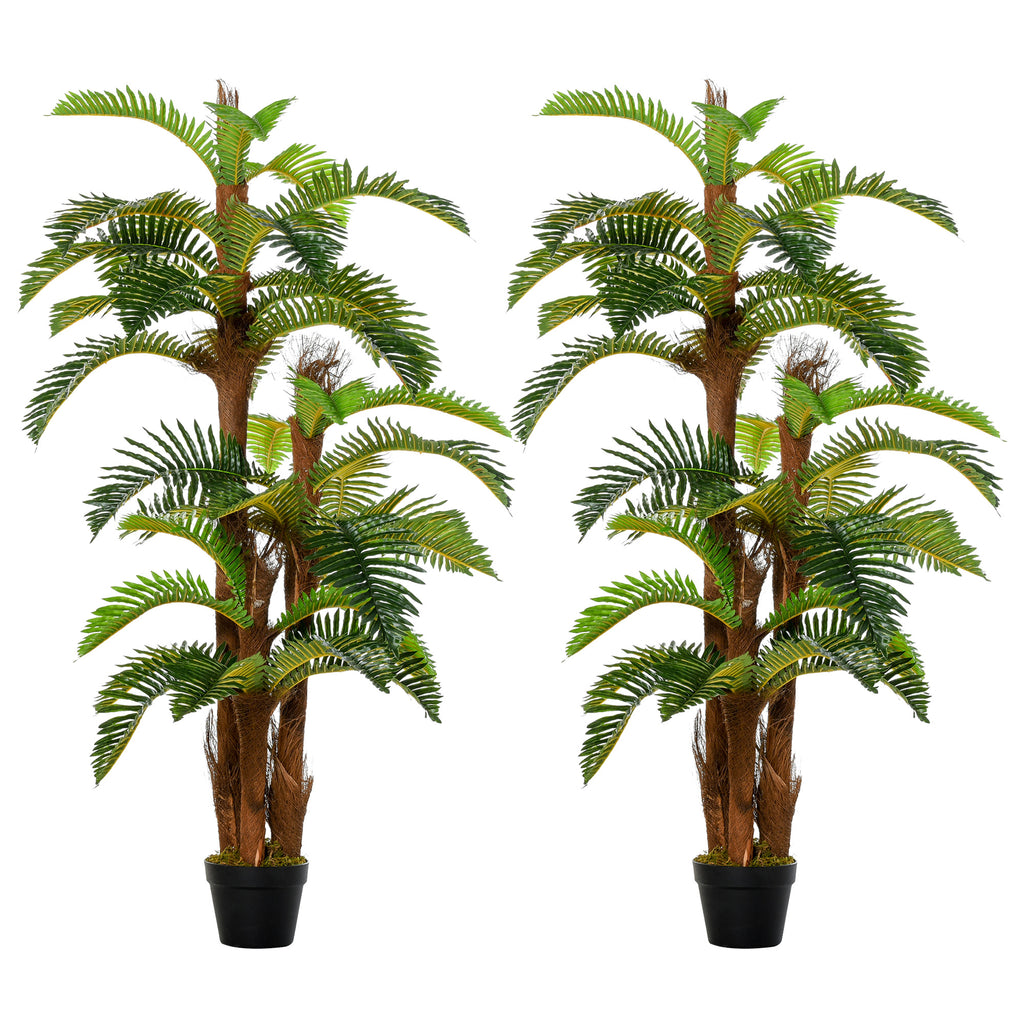 DodiOnline Set of 2 Artificial Plant Tropical Palm in Pot, Fake Plants for Home Indoor Outdoor Decor, 150cm, Green