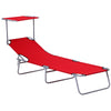 DodiOnline Folding Sun Lounger, Lounge Chairs Reclining Sleeping Bed with Adjustable Sun Shade Awning for Beach, Patio
