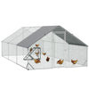 PawHut Walk-in Galvanised Steel Chicken Run with Chicken Activity Shelf and Cover, 3 x 6 x 2m