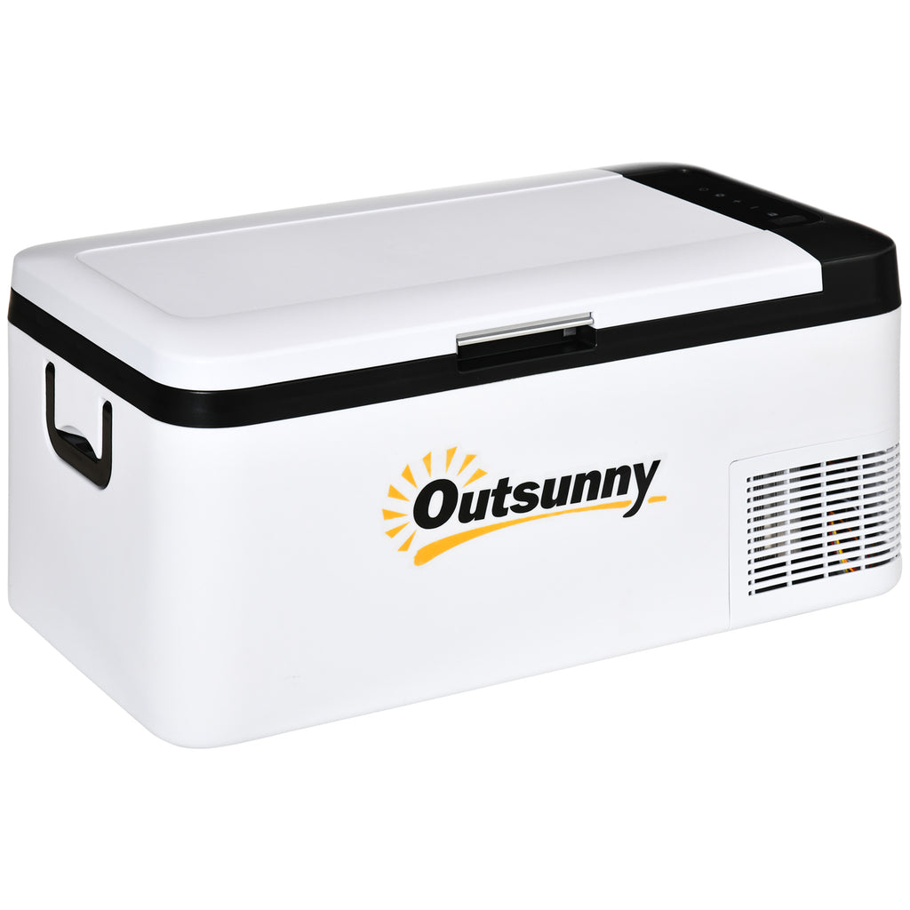 DodiOnline 12V Car Refrigerator w/ LED Light & Foldable Handles, 18L Portable Compressor Cooler, Fridge Freezer with 12/24V DC and 110-240V AC for Campervan RV Boat Travel