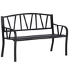 DodiOnline 2-Seater Garden Bench Metal Loveseat w/ Decorative Backrest Ergonomic Armrest