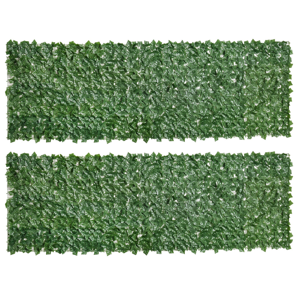 DodiOnline 2-Piece Artificial Leaf Hedge Screen Privacy Fence Panel for Garden Outdoor Indoor Decor, Dark Green, 3M x 1M