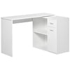 DodiOnline L-Shaped Desk, Corner Computer Desk, Adjustable Study Table with Storage Shelf, Drawer and Cabinet, Workstation for Home Office, White Wood Grain