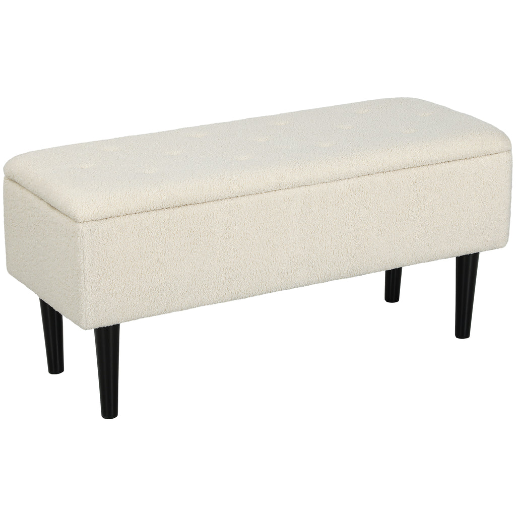 DodiOnline 47L Teddy Fleece Storage Ottoman - Cream