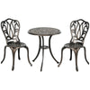 DodiOnline 3 Piece Garden Bistro Set Aluminium Outdoor Furniture Set for 2 Patio Chairs and Table with Umbrella Hole Bronze Tone