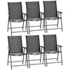 DodiOnline Set of 6 Folding Garden Chairs, Metal Frame Garden Chairs Outdoor Patio Park Dining Seat with Breathable Mesh Seat, Black