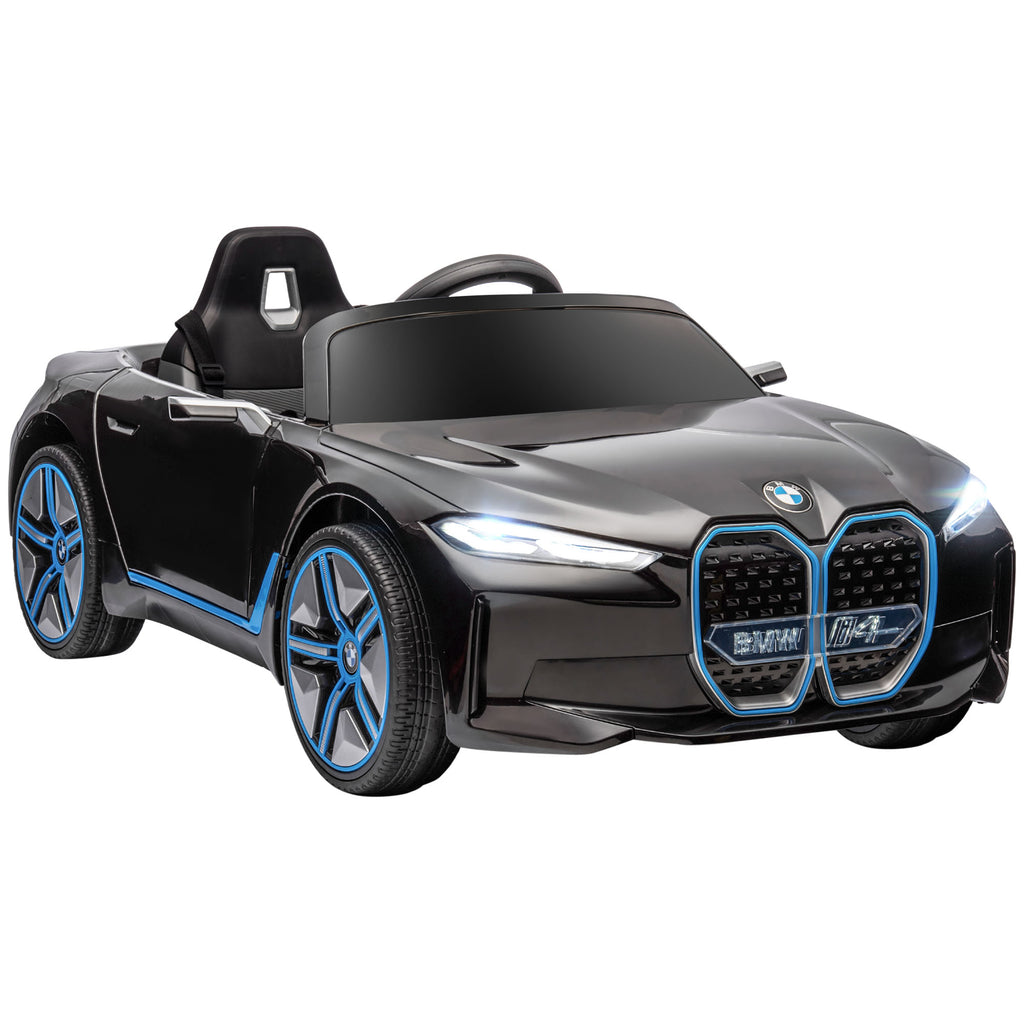 DodiOnline BMW i4 Licensed 12V Kids Electric Ride-On Car, with Remote Control, Portable Battery, Music, Horn, Headlights - Black