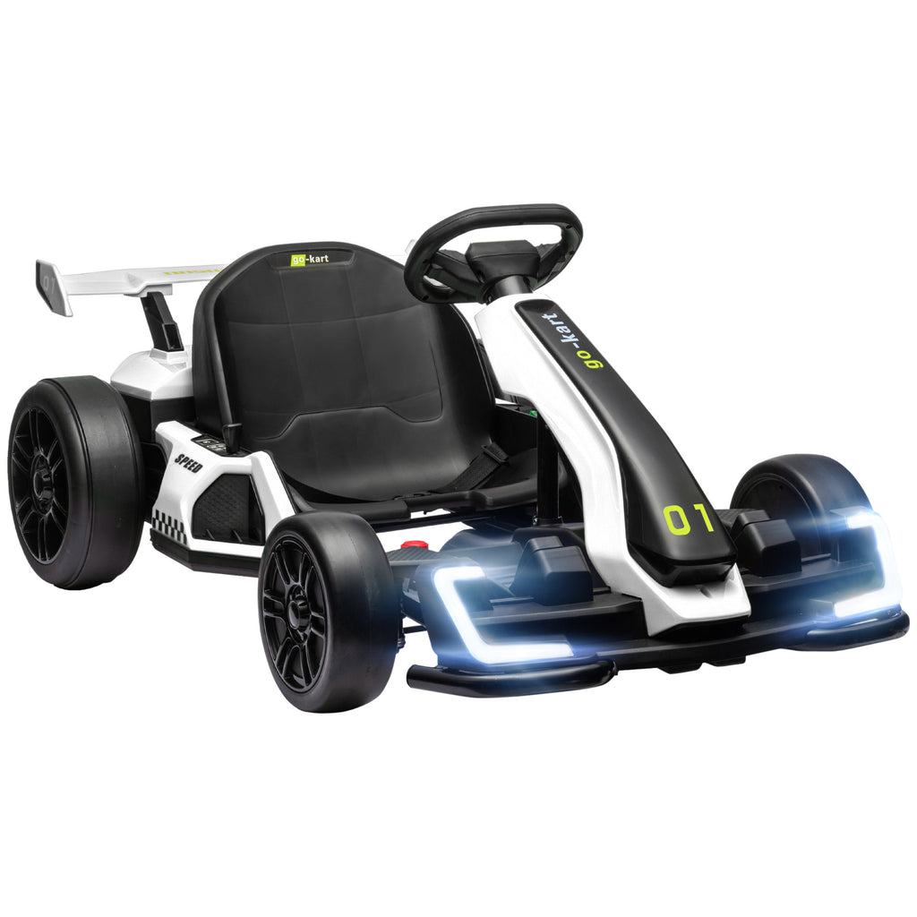 DodiOnline 24V Electric Go Kart for Kids with Adjustable Seat for 6-12 Years, White
