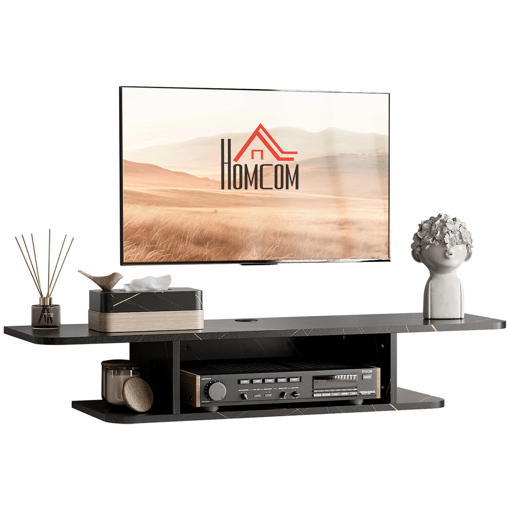 DodiOnline Floating TV Unit Stand for TVs up to 40", Wall Mounted Media Console with Storage Shelf, Entertainment Center, Black
