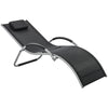 DodiOnline Sun Lounger Reclining Chair Portable Armchair with Pillow for Garden Patio Outside Aluminium Frame, Black