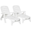 DodiOnline 2PCs Outdoor Folding Sun Lounger Recliner on Wheels w/ 5-Position Backrest, White