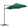 DodiOnline 2.5M Garden Cantilever Parasol with 360° Rotation, Offset Roma Patio Umbrella Hanging Sun Shade Canopy Shelter with Cross Base, Green