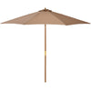 DodiOnline 3(m) Garden Umbrella Wooden Parasol 8 Ribs Bamboo Sun Shade Patio Outdoor Umbrella Canopy Khaki