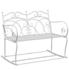 DodiOnline Patio 2 Seater Rocking Bench Steel Garden Outdoor Garden Loveseat Chair w/ Decorative Backrest White