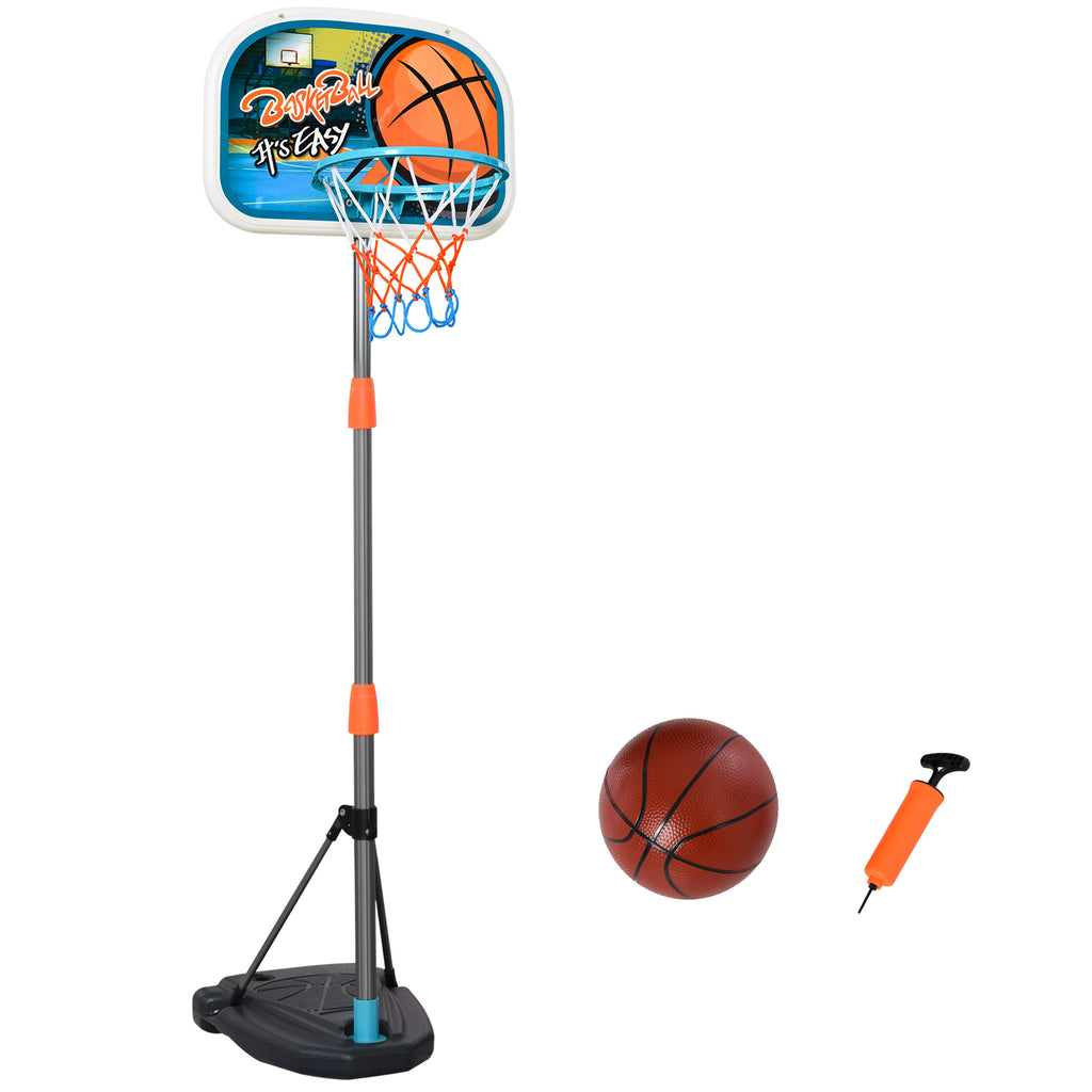DodiOnline Kids Basketball Hoop and Stand Portable Basketball Stand Set w/ Ball Pump Netting Backboard Adjustable Height from 126 cm to 158 cm