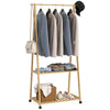 DodiOnline Bamboo Clothes Rack, with Shelves and Hooks - Natural Finish